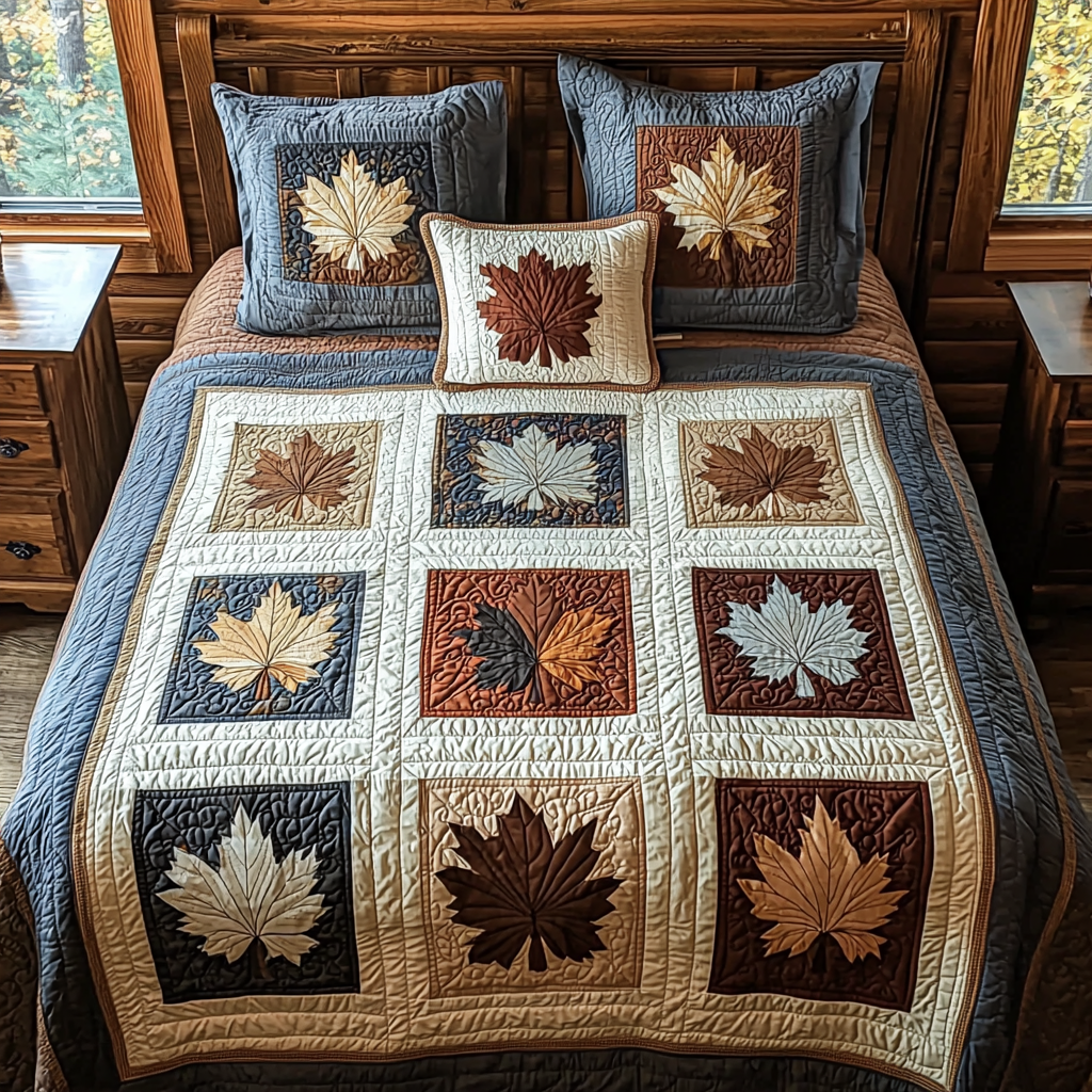 Falling Beauty Quilted Bedding Set Heartwarming Bedding Gift for Loved Ones