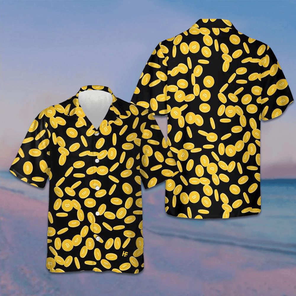 Falling Bitcoin Cryptocurrency Pattern Hawaiian Shirt Cool Summer Shirts For Guys Best Gifts