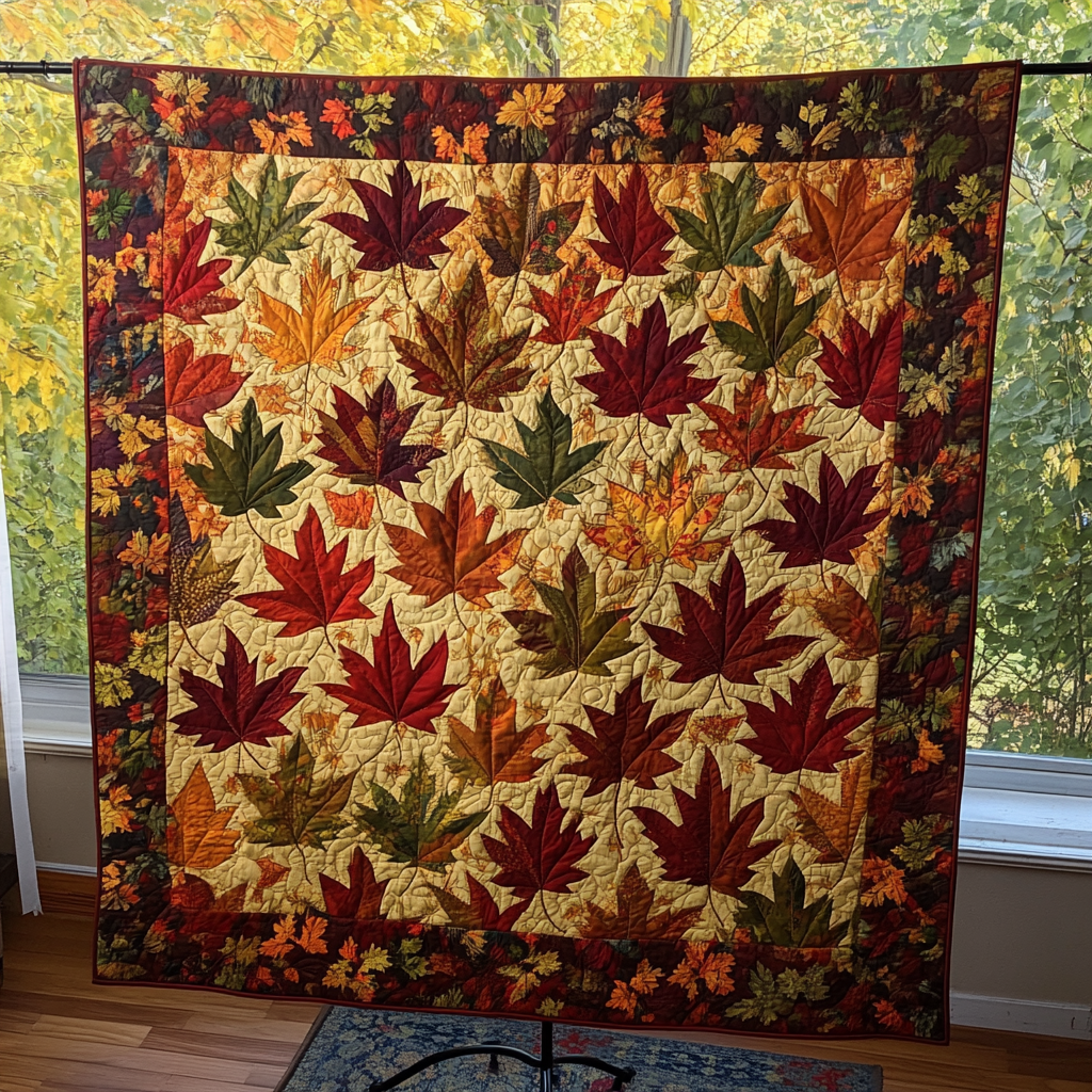 Falling Foliage Splendor Quilted Blanket Autumn Gift Ideas