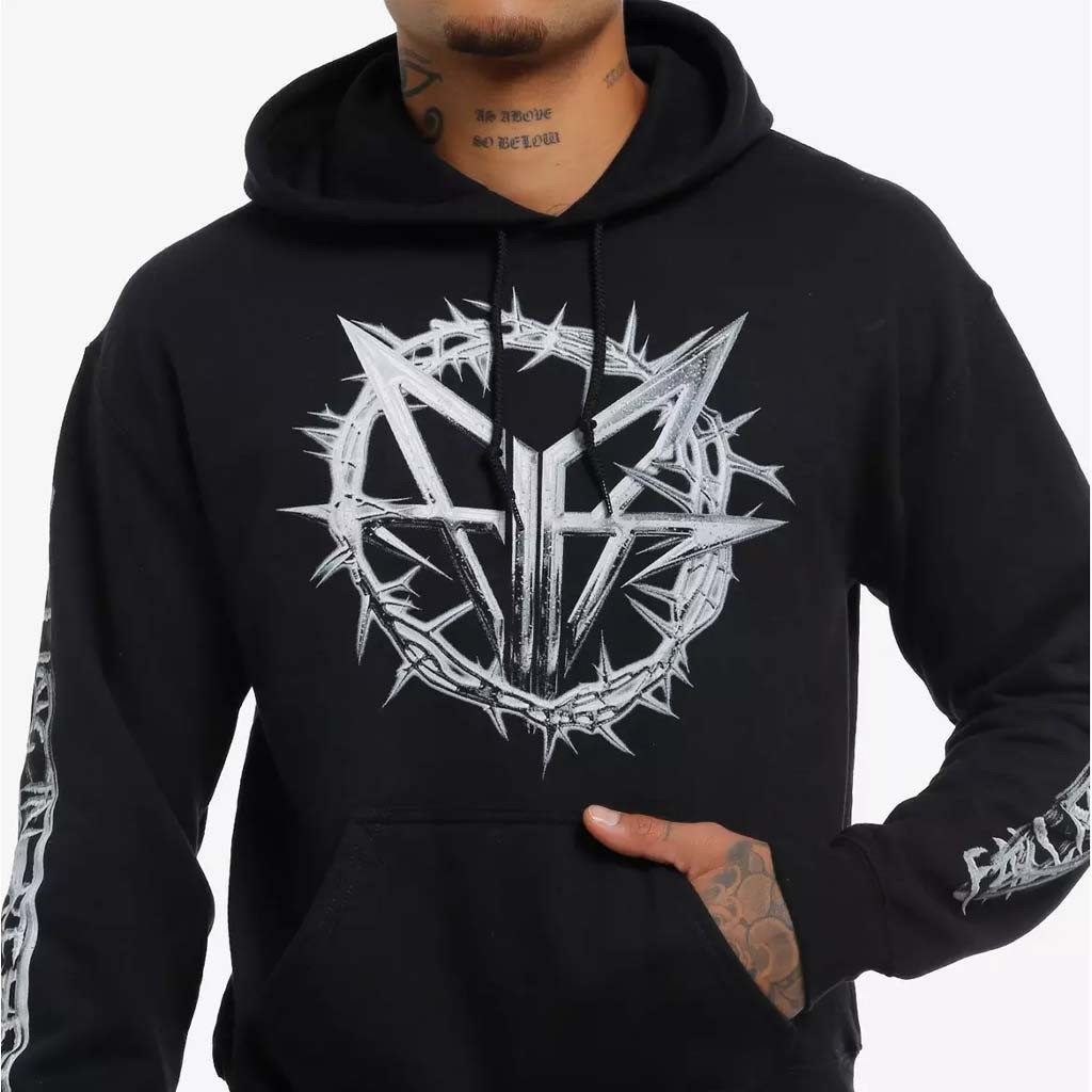 Falling In Reverse Merch Falling In Reverse Chrome Thorns Logo Hoodie Gifts For Rock Band Lovers