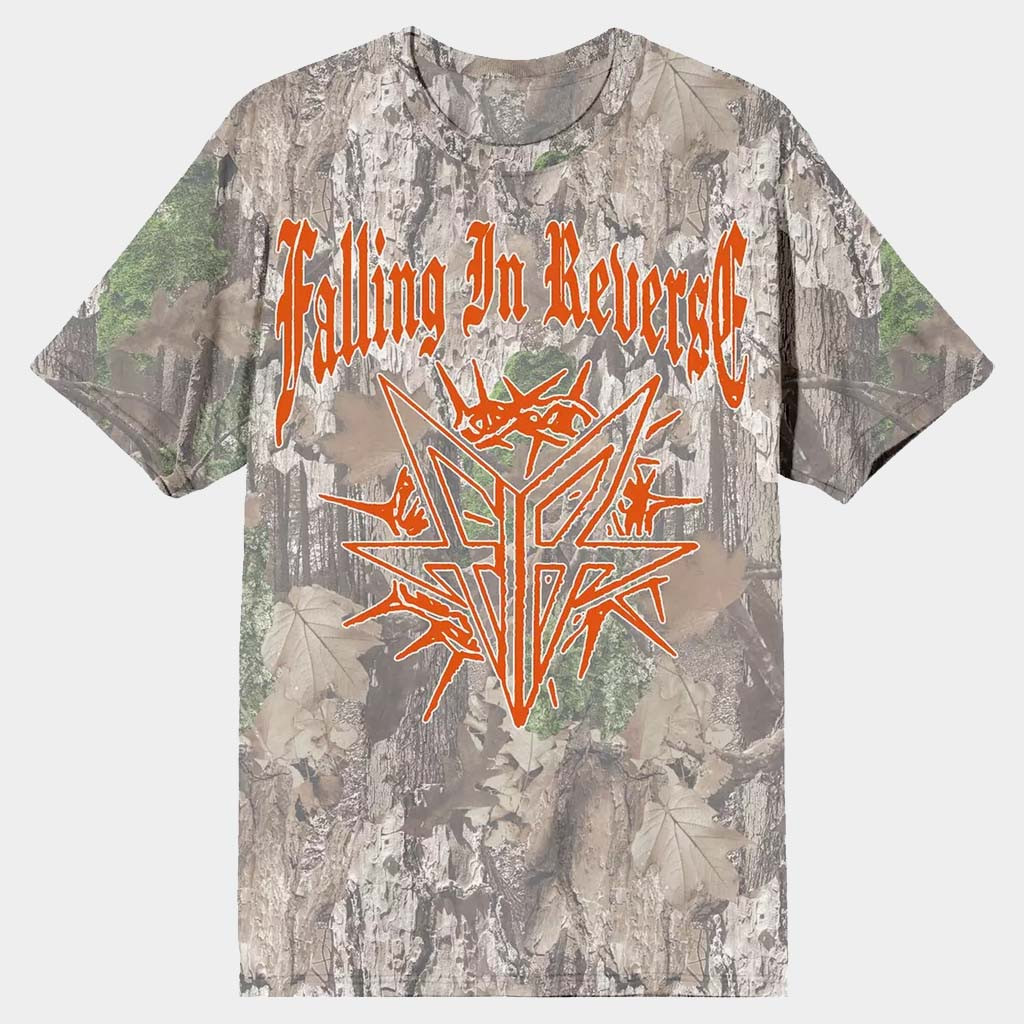 Falling In Reverse Merch Falling In Reverse Thorn Logo Camo T-Shirt Gifts For Rock Band Fans
