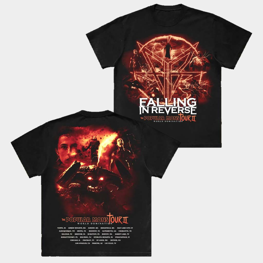 Falling In Reverse Merch The Popular Mons Tour II T-Shirt Gifts For Rock Band Lovers