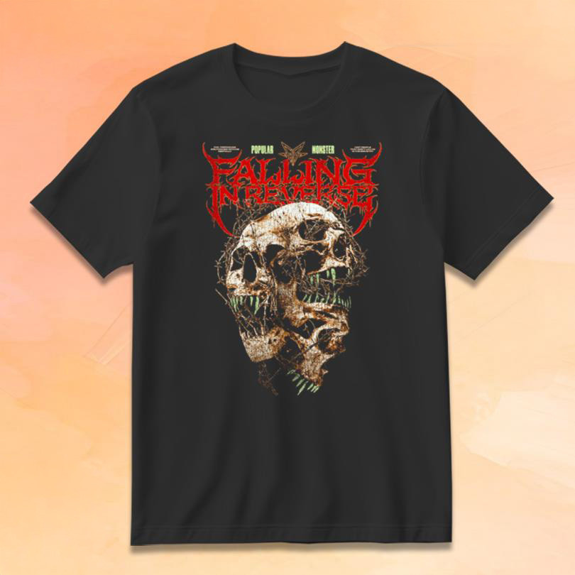 Falling In Reverse Merch Triple Skull T-Shirt Best Gifts For Rock Music Lovers Falling In Reverse Merch Triple Skull T-Shirt Best Gifts For Rock Music Lovers