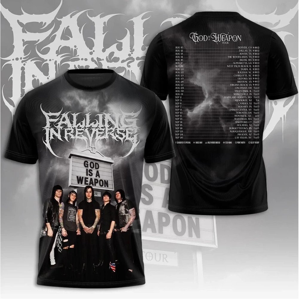 Falling In Reverse T-Shirt God Is A Weapon Tour 2025 Shirt Gift Ideas For Baseball Fans
