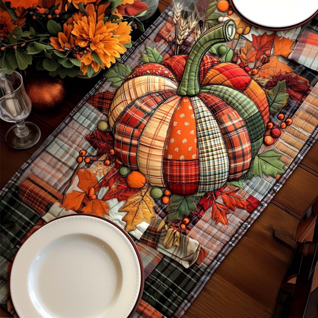 Falling Leaves Joy Quilted Table Runner Autumn Table Runner Unique Gifts Family
