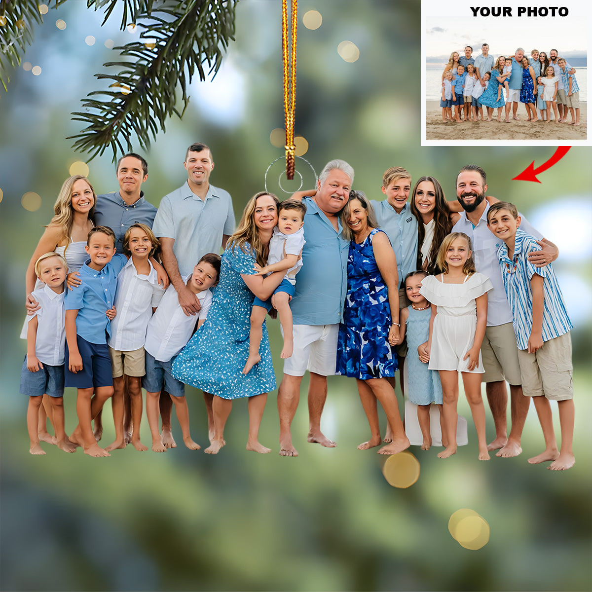 Family Beach Day Personalized Photo Mica Ornament Christmas Gift For Family Members