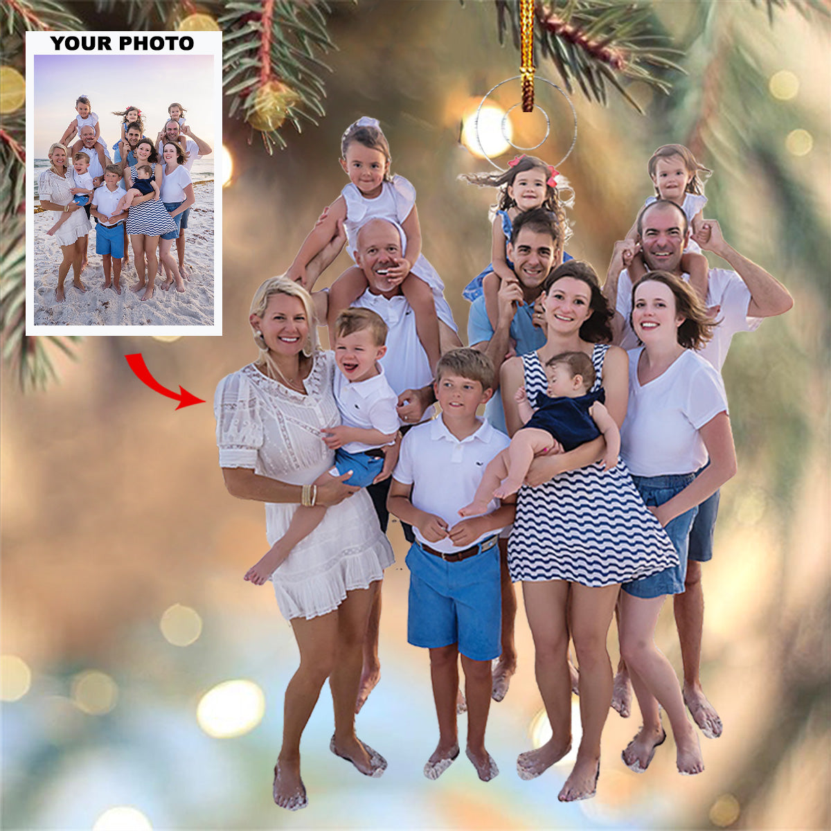Family Blessing Personalized Photo Mica Ornament Christmas Gift For Family Family members