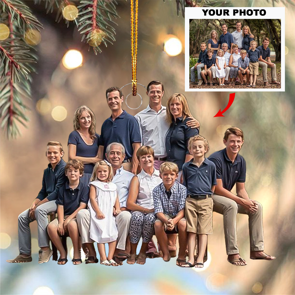 Family Blessings Personalized Photo Mica Ornament Christmas Gift For Family Family members