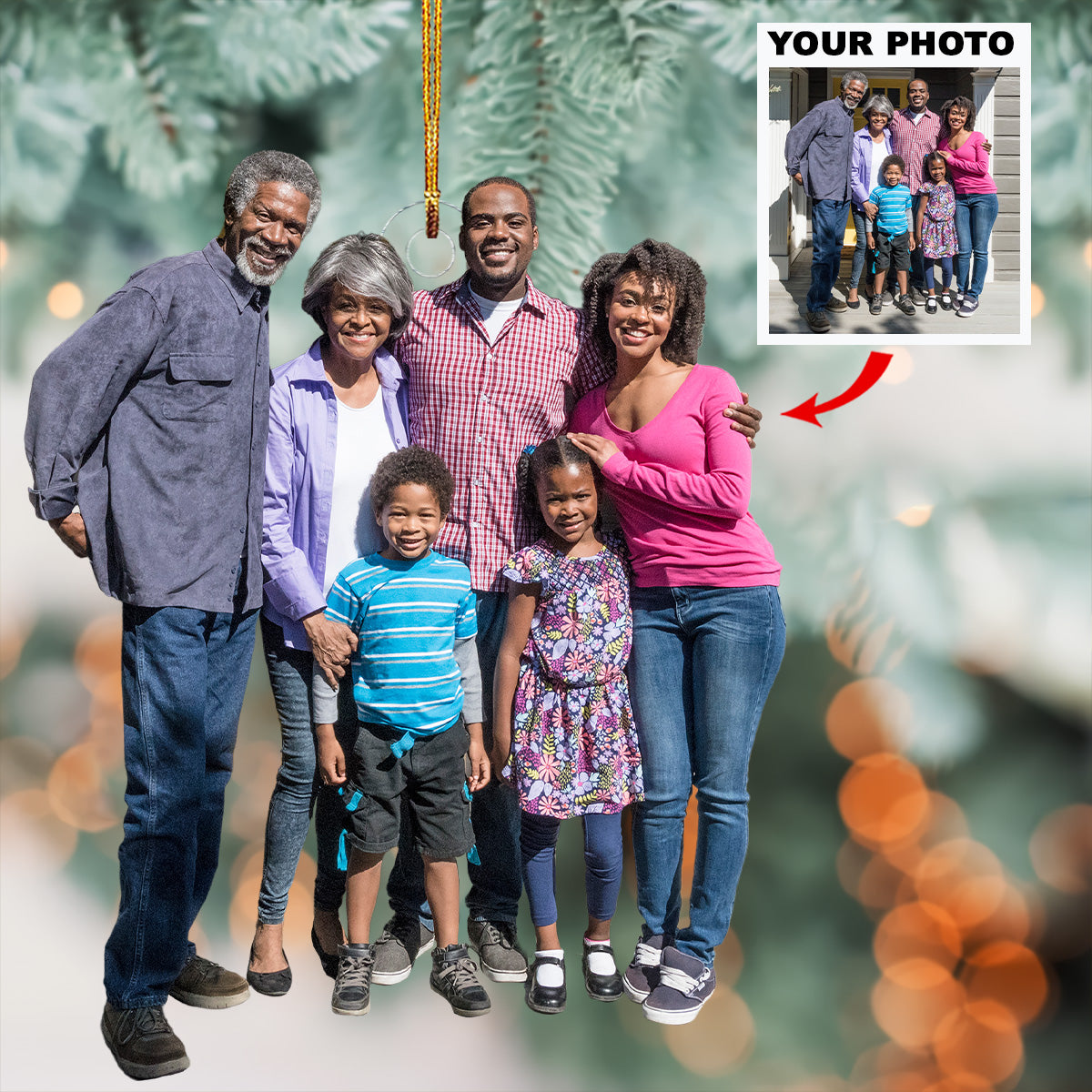 Family Bonding Personalized Photo Mica Ornament Gift For Family Family Members