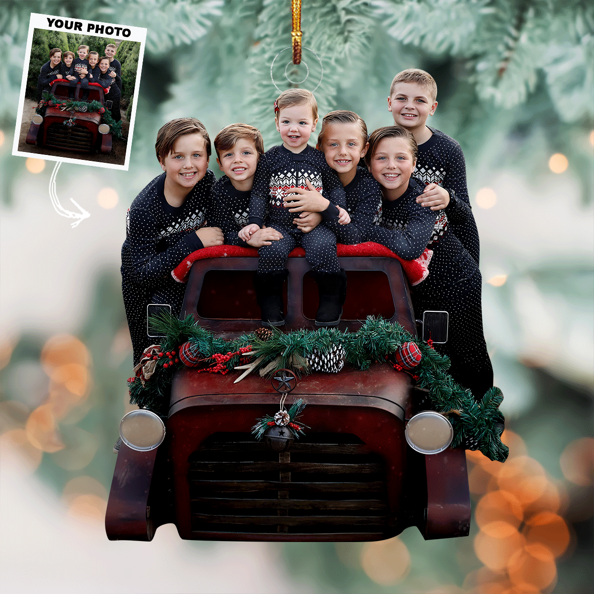 Family Charm Personalized Photo Mica Ornament Christmas Gift For Family Members