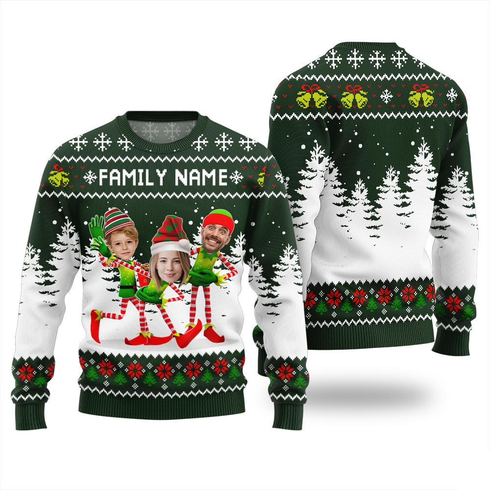 Family Custom Face And Text Funny Christmas Sweater Ugly Christmas Gifts