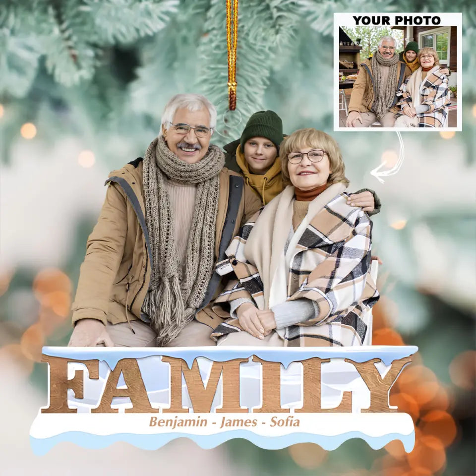 Family Custom Photo Personalized Custom Photo Mica Ornament Christmas Gift For Family