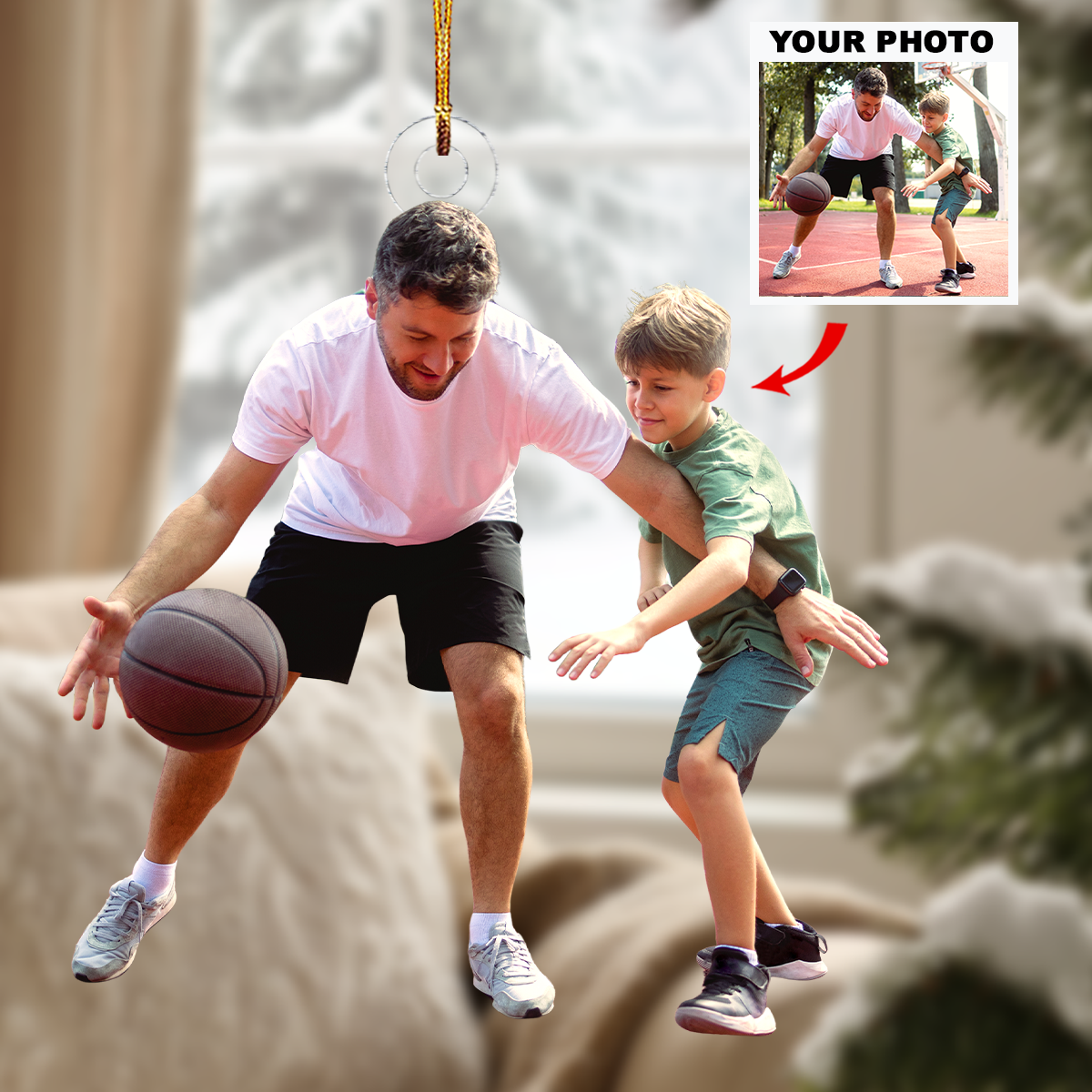 Family Dunk Personalized Photo Mica Ornament Christmas Gift For Family Family Members