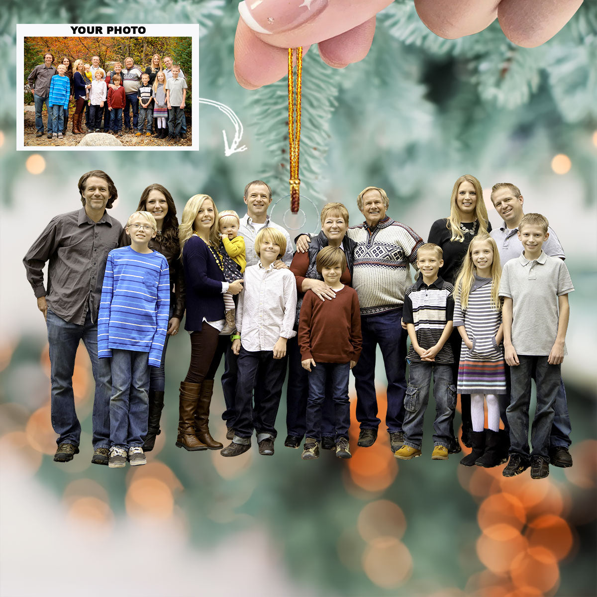 Family First Always Personalized Photo Mica Ornament Christmas Gift For Family Members