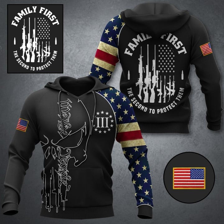 Family First The Second To Protect Them Hoodie For Gun Lover We The People Apparel Men's Family First The Second To Protect Them Hoodie For Gun Lover We The People Apparel Men's