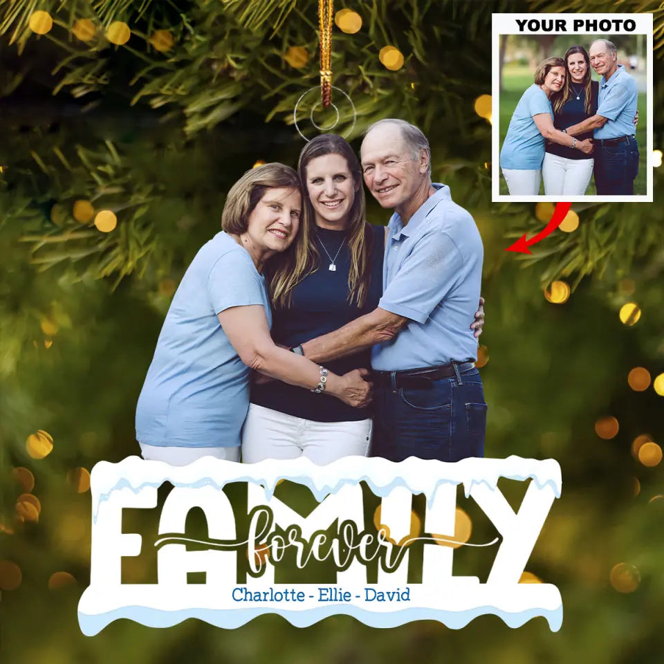 Family Forever Personalized Custom Photo Mica Ornament Christmas Gift For Family Family