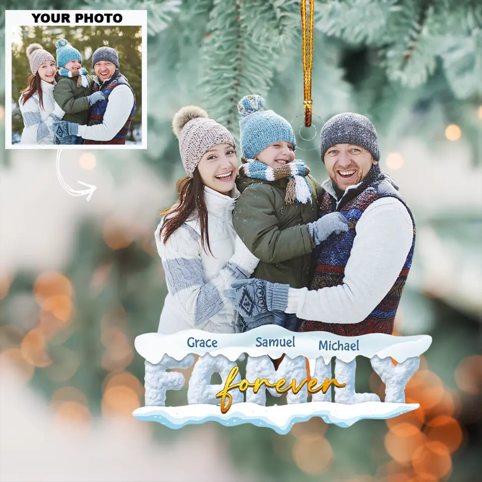 Family Forever Personalized Custom Photo Mica Ornament Christmas Gift For Family members 2