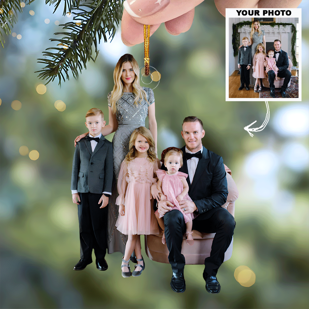 Family Forever Personalized Photo Mica Ornament Christmas Gift For Family Members