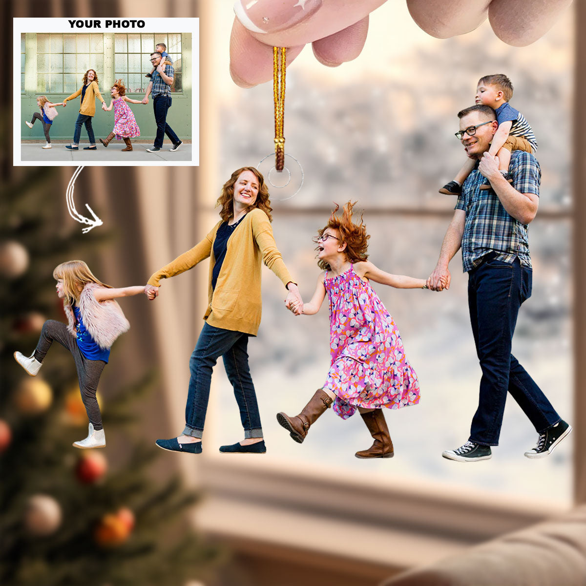 Family Forever Personalized Photo Mica Ornament Gift For Family Family Members