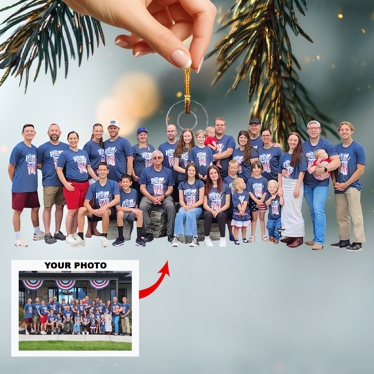 Family Gathering Day Personalized Photo Mica Ornament Christmas Gift For Family Members