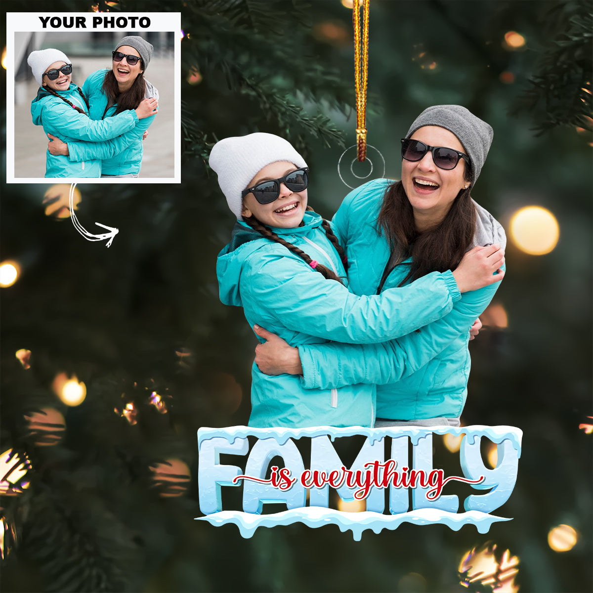 Family Is Everything Customized Your Photo Ornament Personalized Custom Photo Mica Ornam