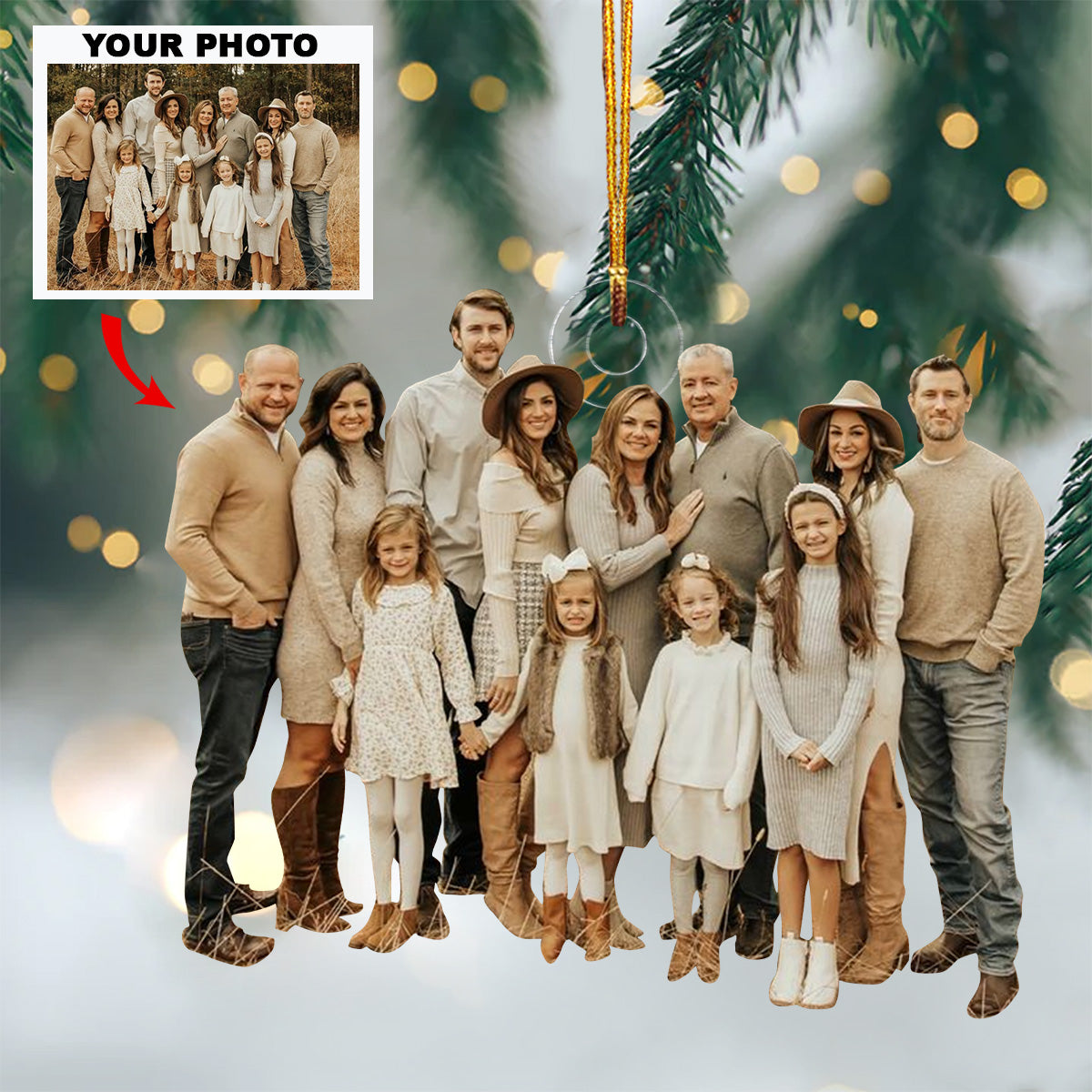 Family Is Forever Personalized Photo Mica Ornament Christmas Gift For Grandma Grandpa