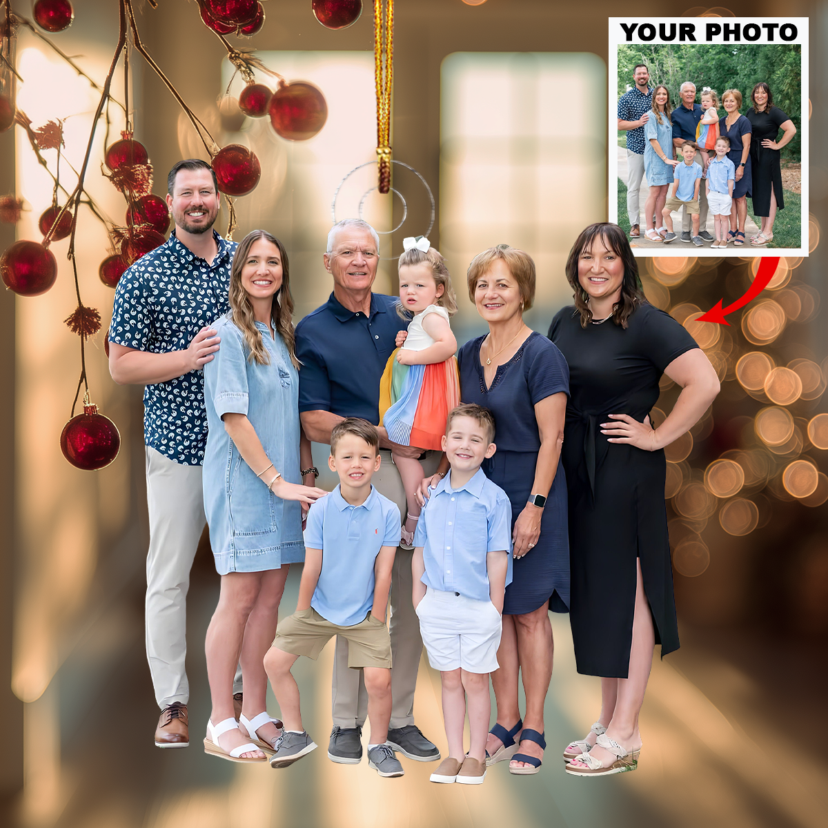 Family Is My Treasure Personalized Photo Mica Ornament Christmas Gift For Family members