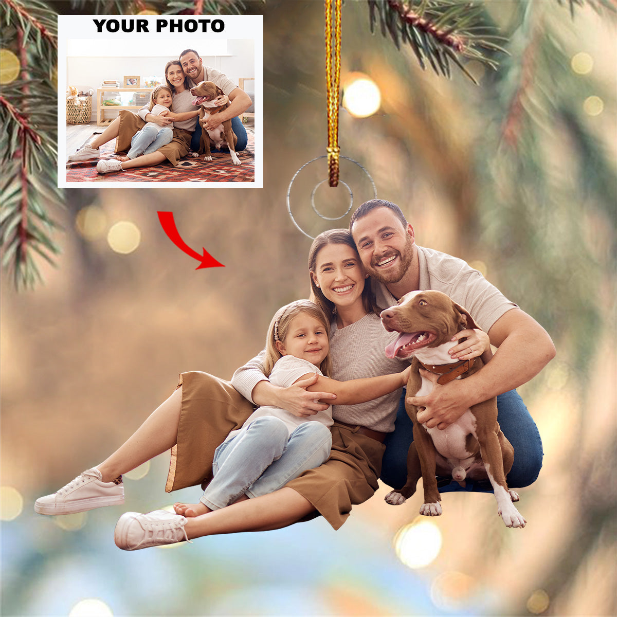Family Joy Personalized Photo Mica Ornament Christmas Gift For Family Family Members