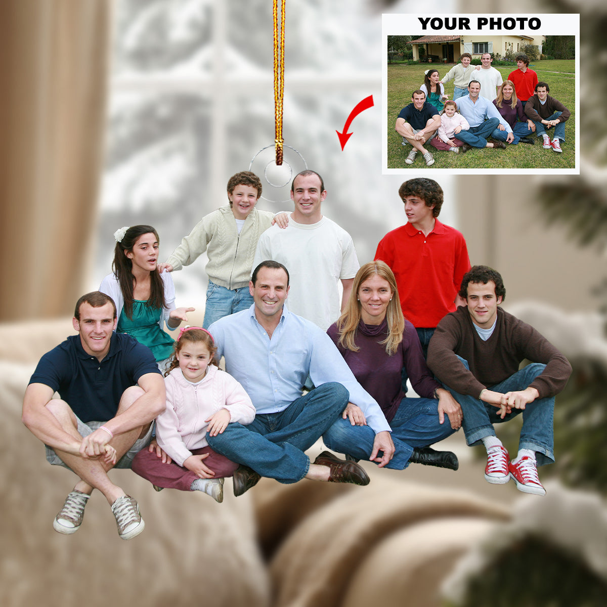 Family Joy Personalized Photo Mica Ornament Gift For Family Family Members 2