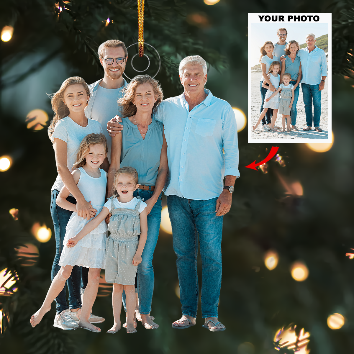 Family Joy Personalized Photo Mica Ornament Gift For Family Family Members 3