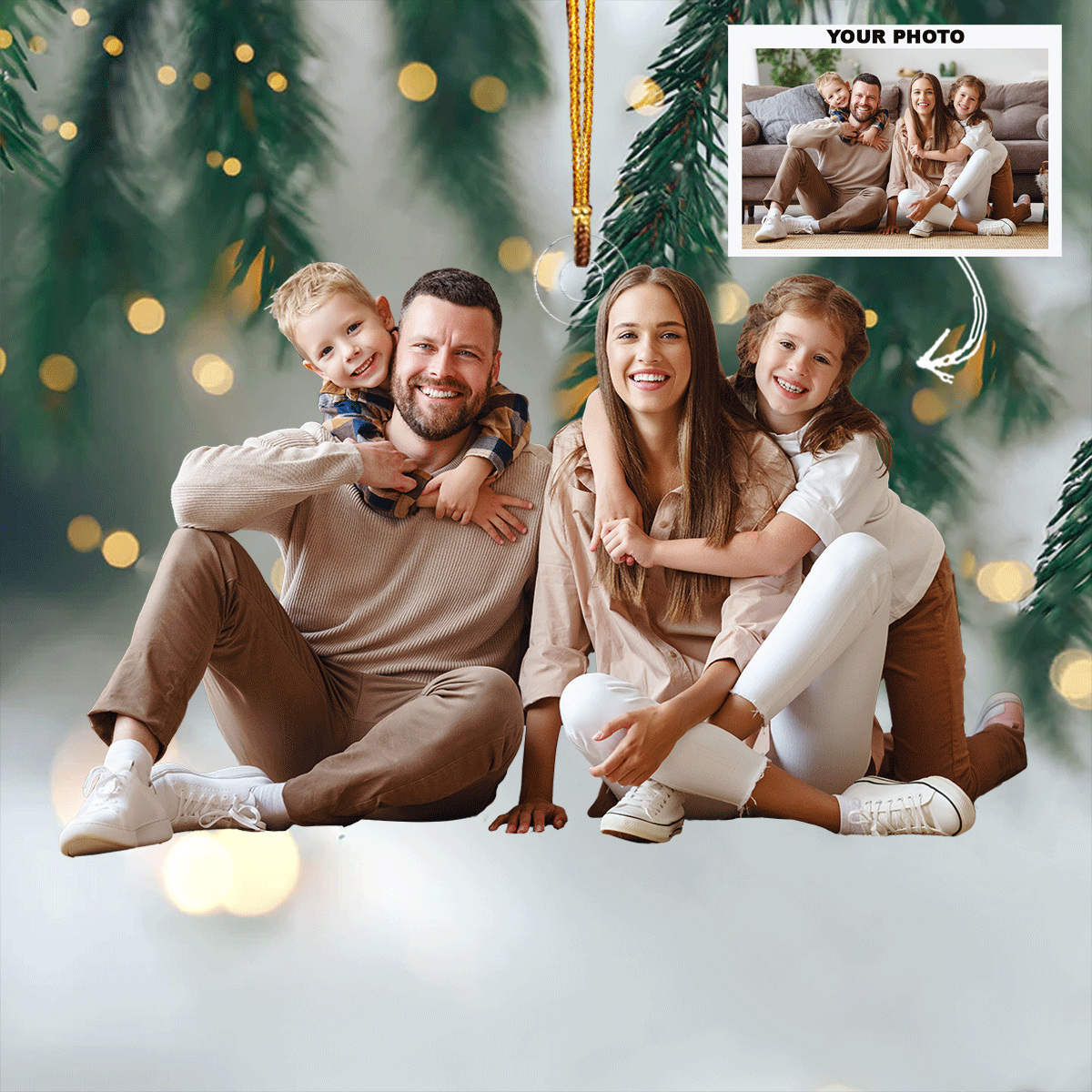 Family Joy Personalized Photo Mica Ornament Gift For Family Family Members