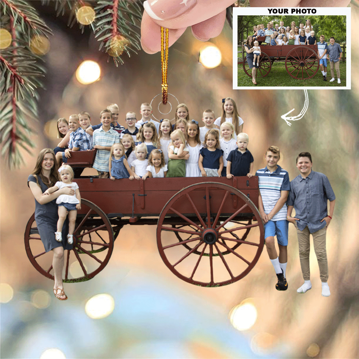 Family Love And Joy Personalized Photo Mica Ornament Gift For Family Members