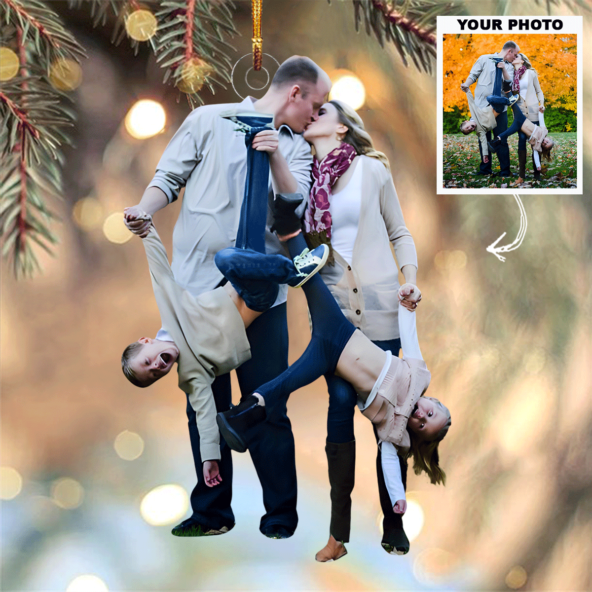 Family Love Forever Personalized Photo Mica Ornament Christmas Gift For Family Family