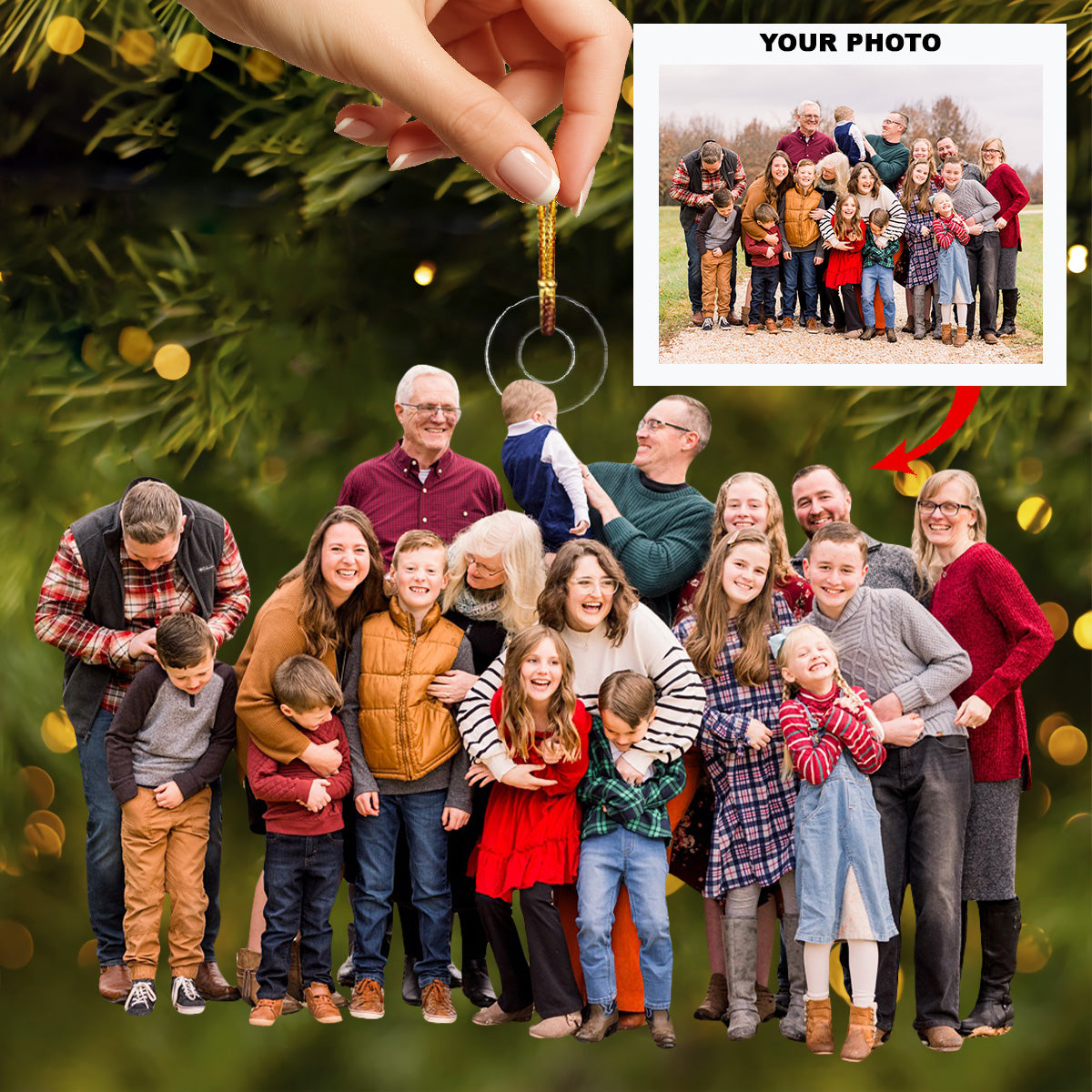Family Love Forever Personalized Photo Mica Ornament Christmas Gift For Family Members