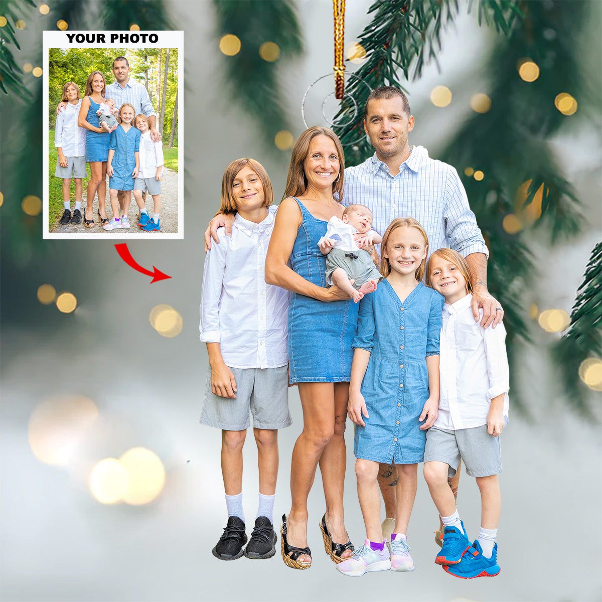 Family Love Personalized Photo Mica Ornament Christmas Gift For Family Family Members Christmas 2025