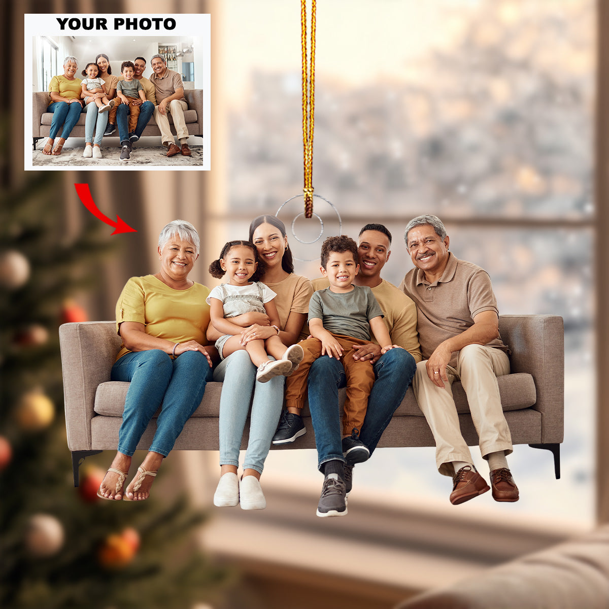 Family Members Ornament Personalized Photo Mica Ornament Christmas Gift For Family