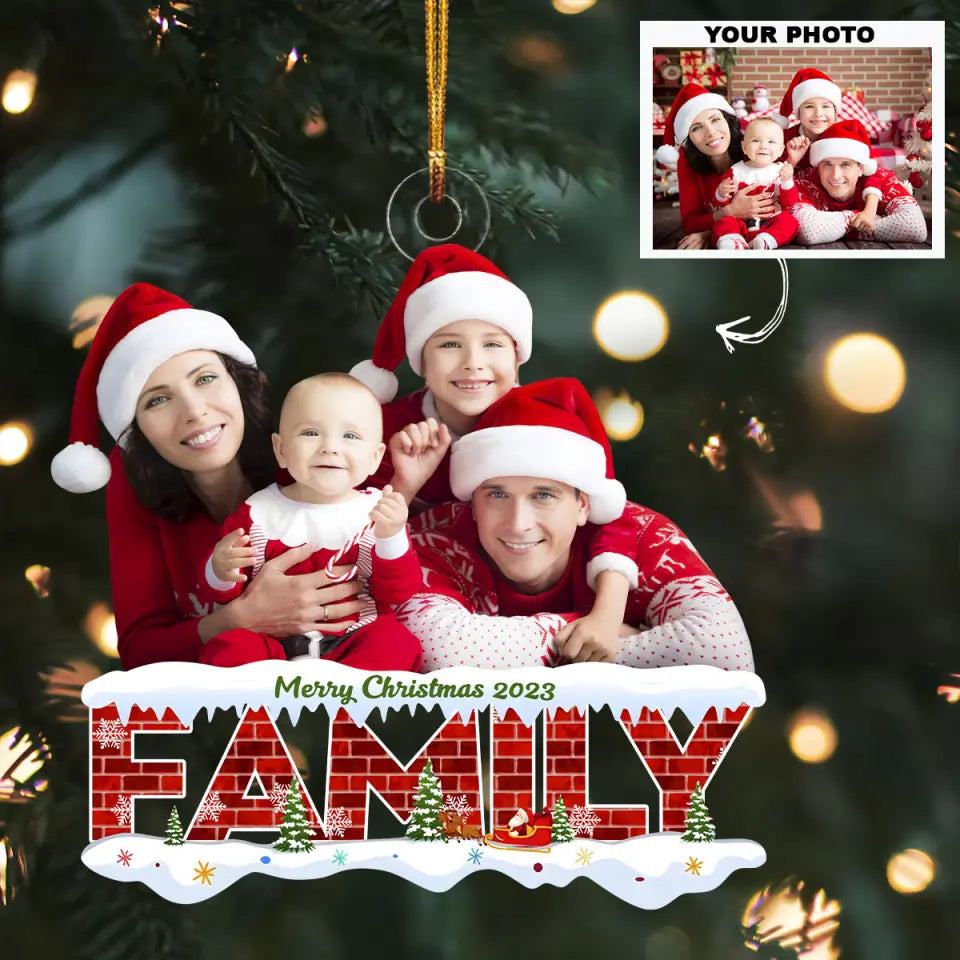 Family Merry Christmas 2025 Personalized Custom Photo Mica Ornament Christmas Gift For