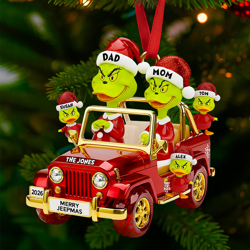 Family On Off-road Car Ornament - Personalized Christmas Gifts For Family - Xmas Ornament Gift
