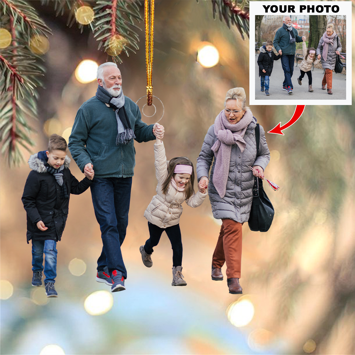 Family Over Everything Personalized Photo Mica Ornament Christmas Gifts For Family members