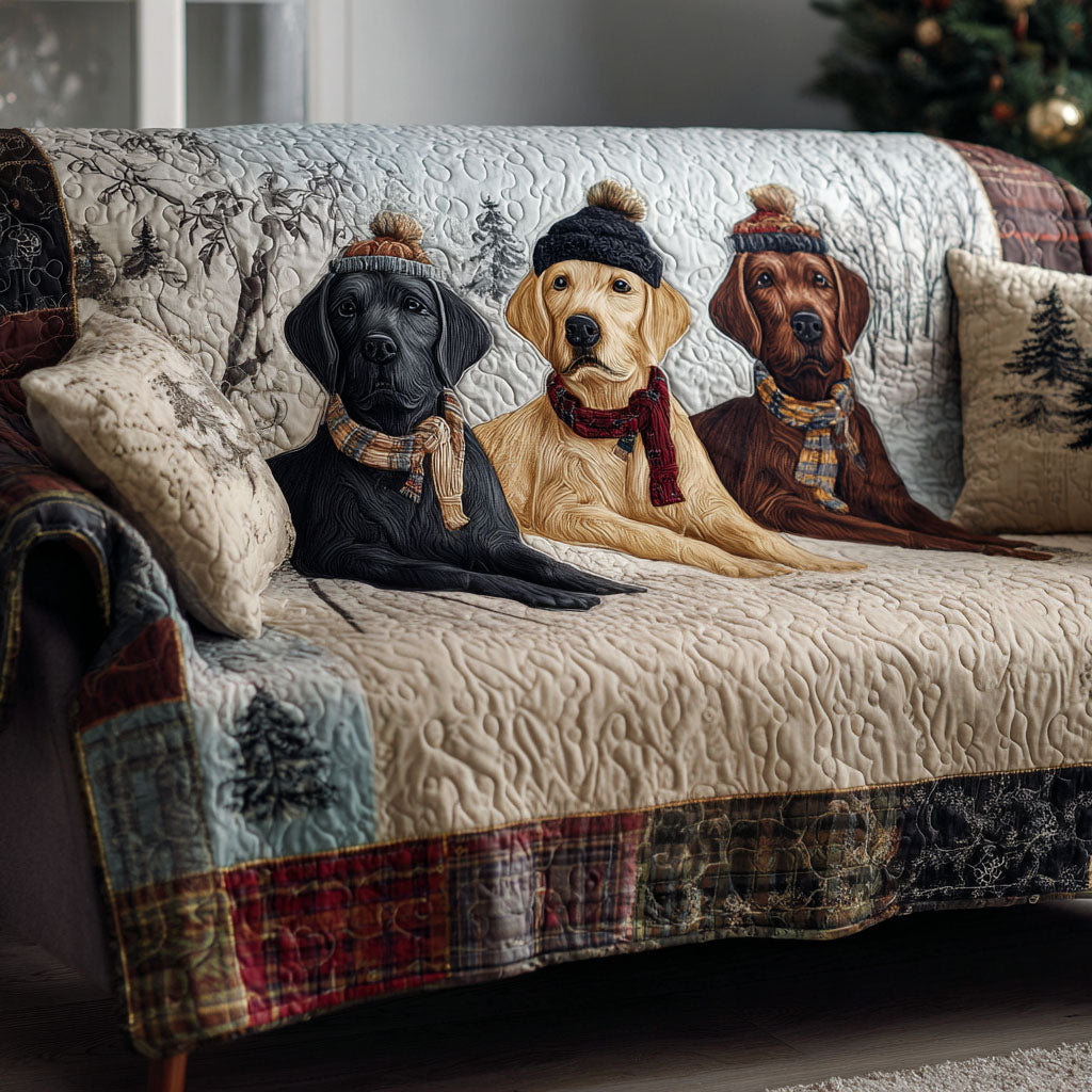Family Pawtrait Quilted Sofa Cover Holiday Living Decorations Xmas Gifts For Dog Owners