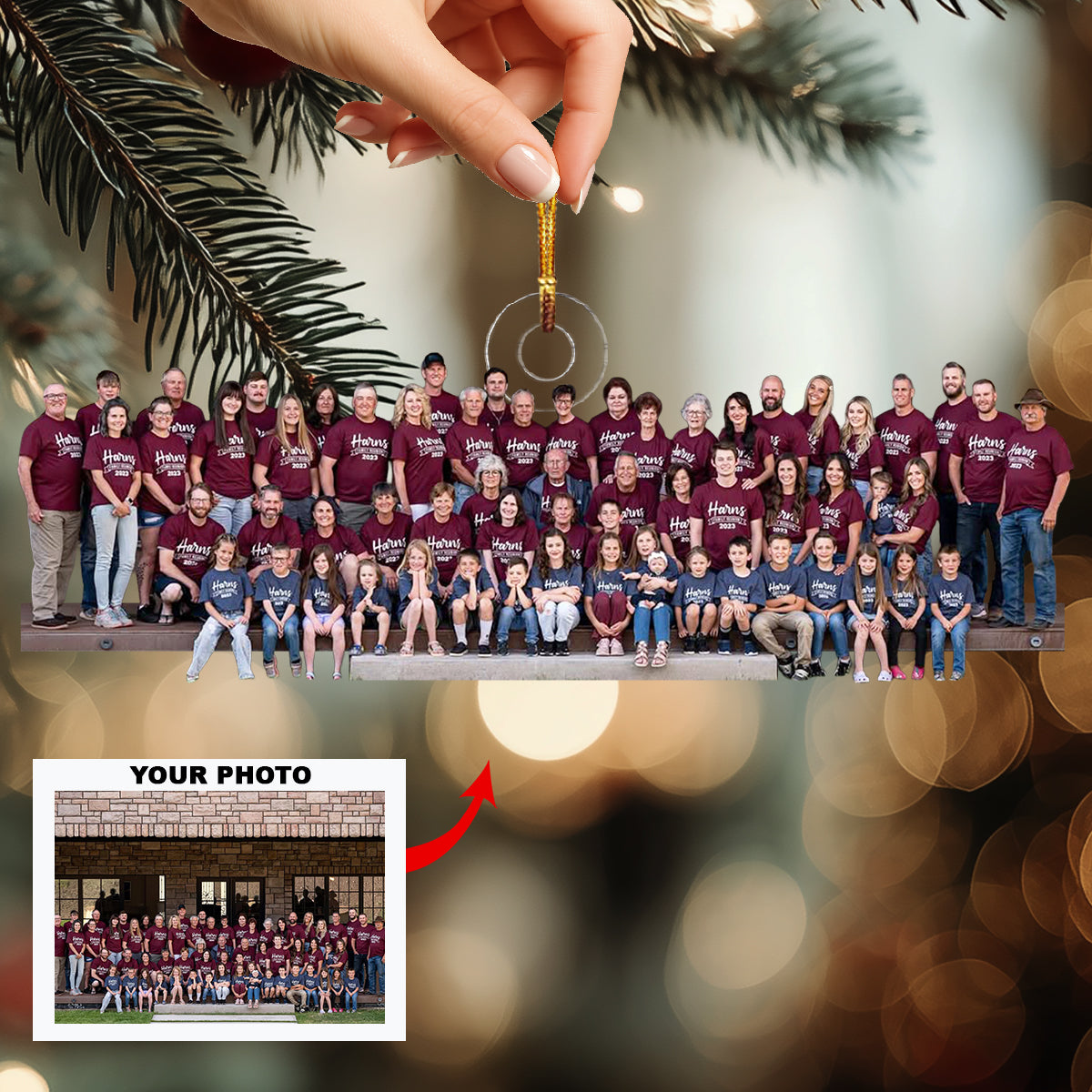 Family Reunion Day Personalized Photo Mica Ornament Christmas Gift For Family Members Gran