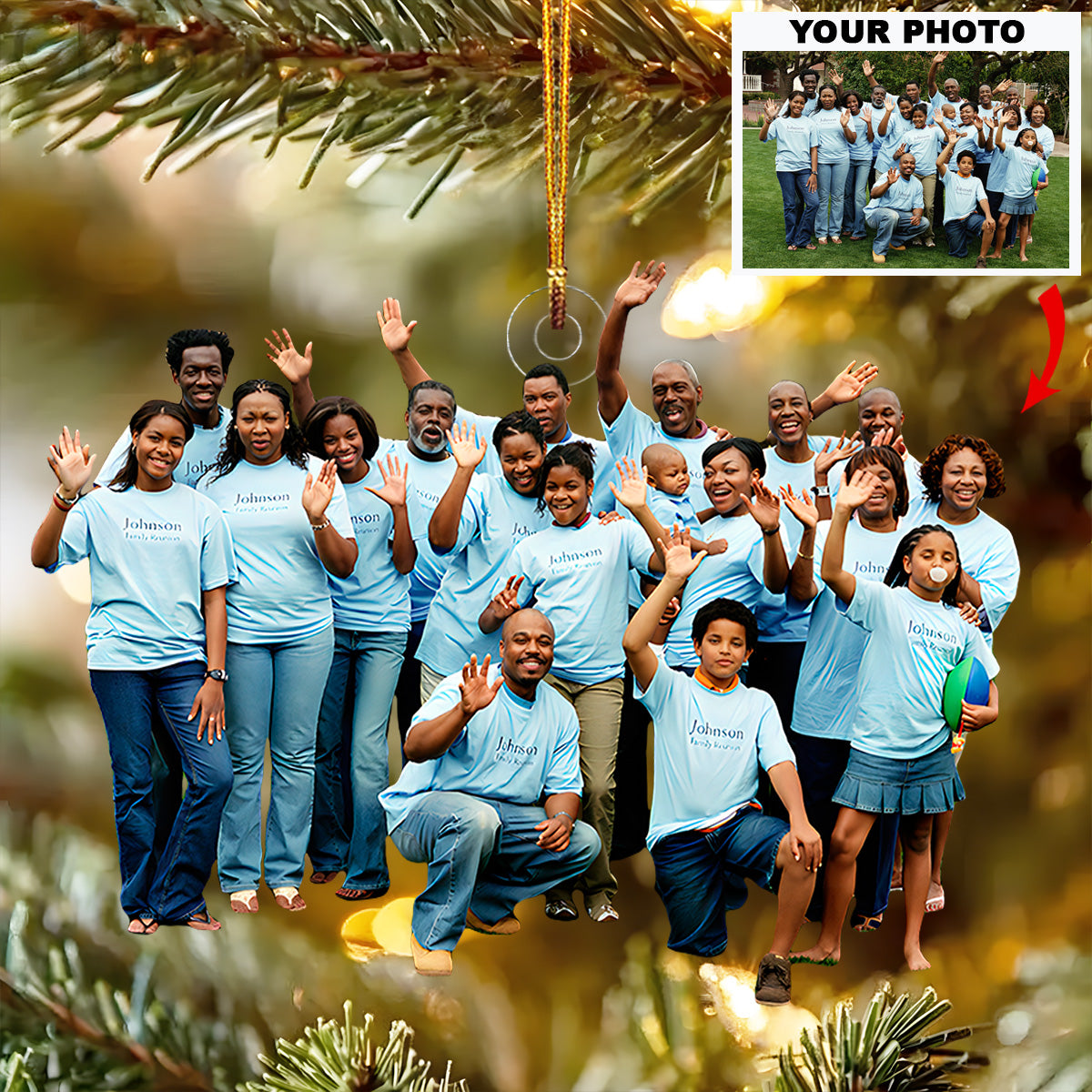 Family Reunion Personalized Photo Mica Ornament Christmas Gift For Family Members