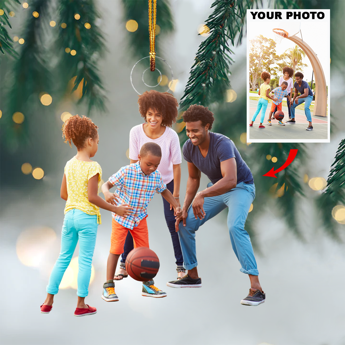 Family S Basketball Time Personalized Photo Mica Ornament Customized Your Photo Orname