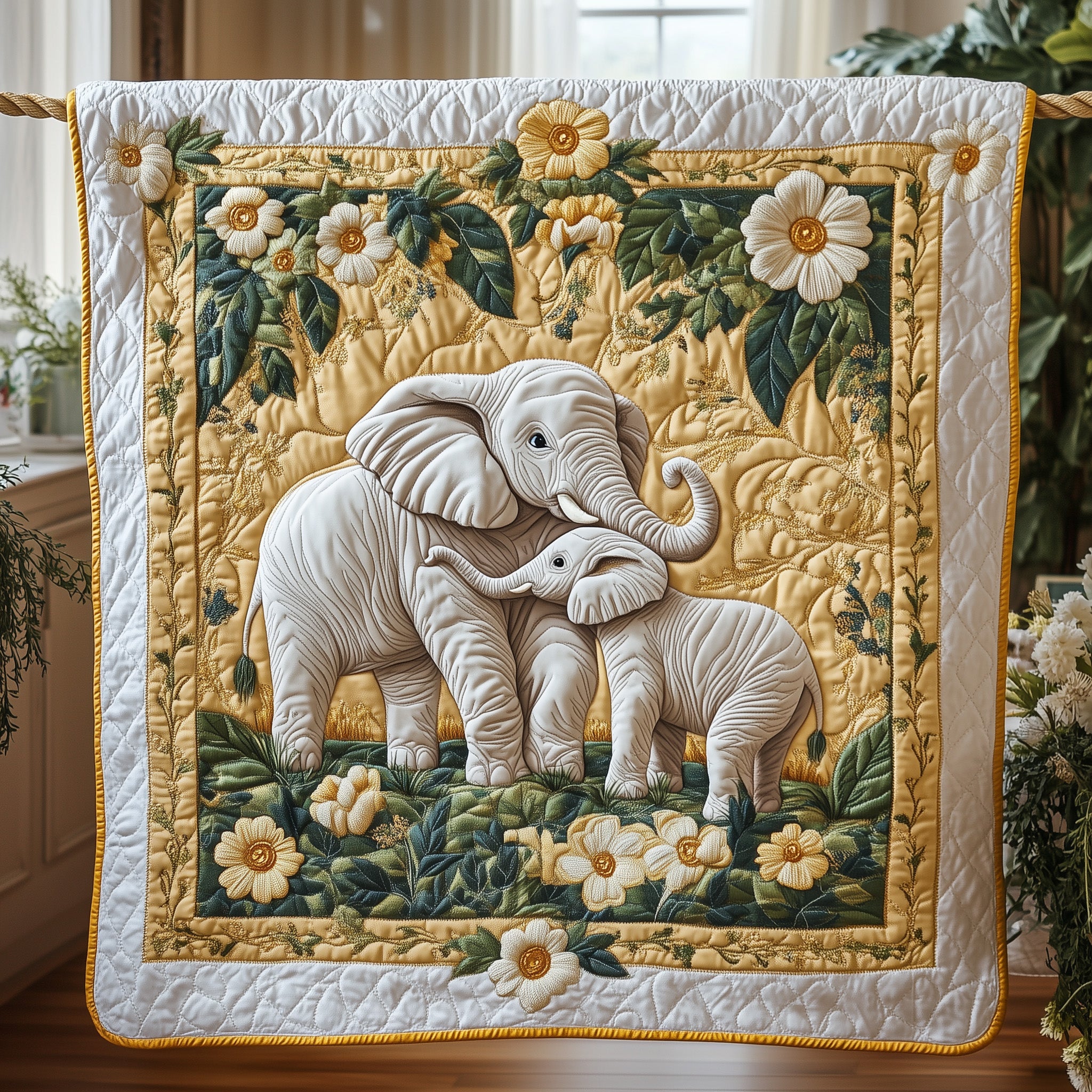 Family Steps Quilted Blanket Couch Throw BlanketGreat Gift For Elephant  Lover