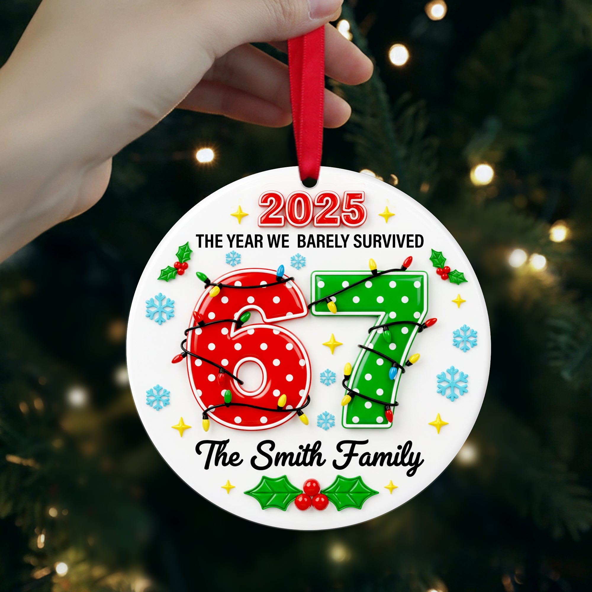 Family Survival Year Ceramic Ornament - Personalized Gift For Family - Holiday Season Gift Idea