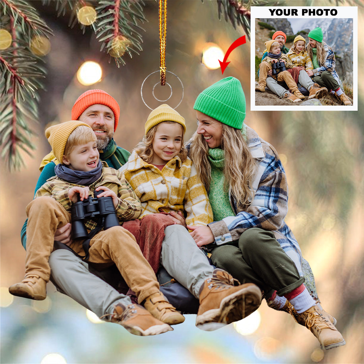 Family Ties Personalized Photo Mica Ornament Christmas Gift For Family Family Members