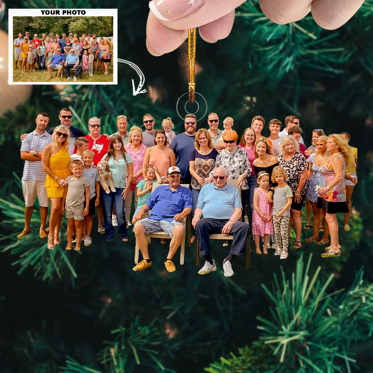 Family Ties Reunion Personalized Photo Mica Ornament Christmas Gift For Family Family