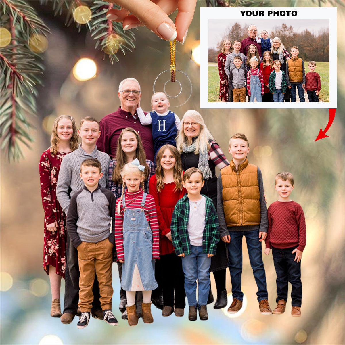 Family Together Always Personalized Photo Mica Ornament Christmas Gift For Family members