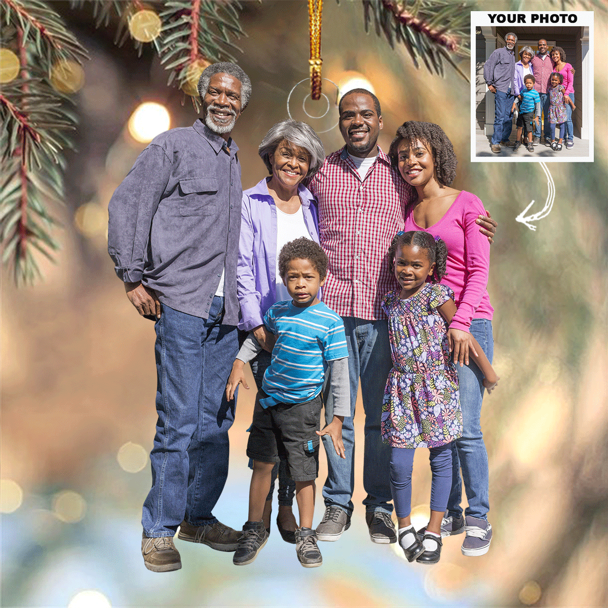 Family Togetherness Personalized Photo Mica Ornament Christmas Gift For Family Family