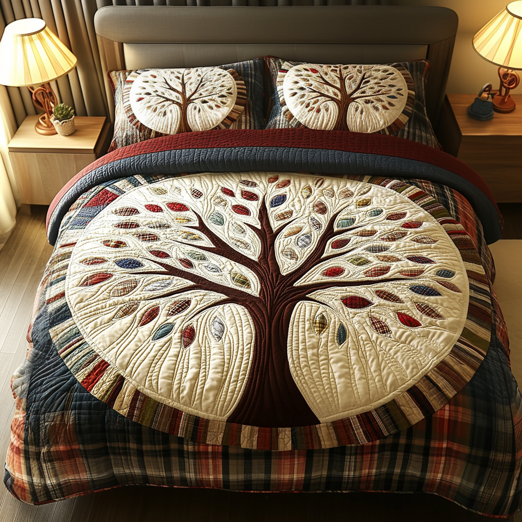 Family Tree Quilted Bedding Set Bedroom Decorations Tree Of Life Gifts For Family